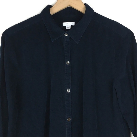 J JILL Corduroy Shirt Shacket Button Up Long Sleeve Ribbed Minimalist Size Large - Picture 3 of 9